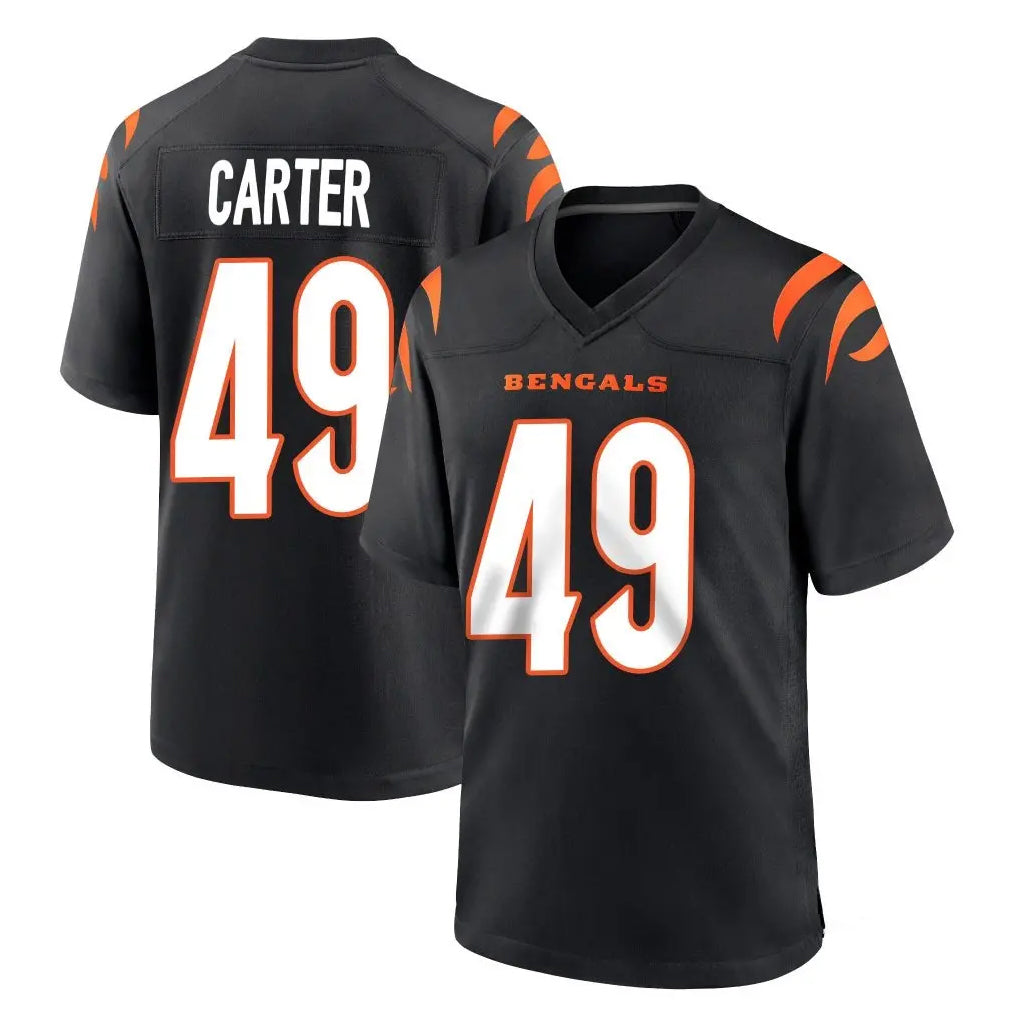 C.Bengals #49 Barrett Carter Player Black Home Game STECN Stitched Jerseys