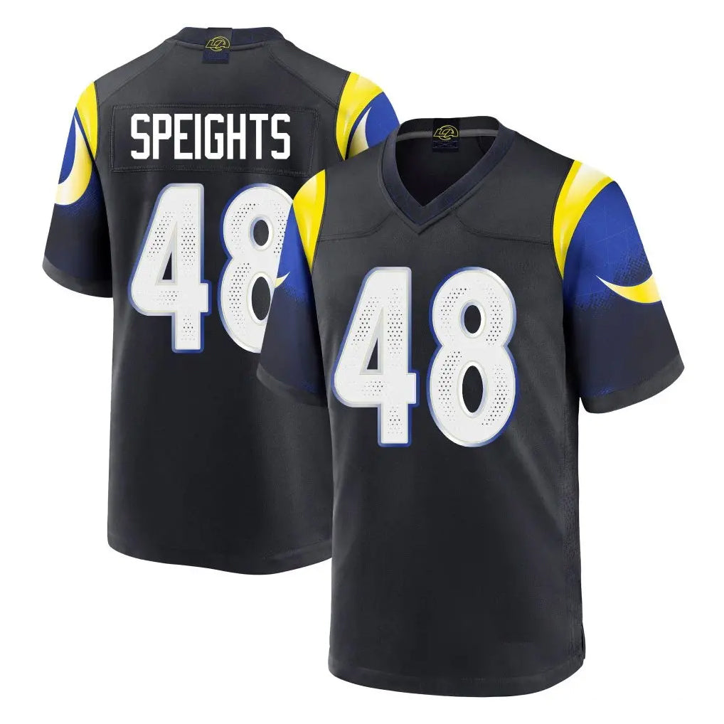 LA.Rams #48 Omar Speights Player Black Midnight Rivalries Collection Home Game STECN Stitched Jerseys
