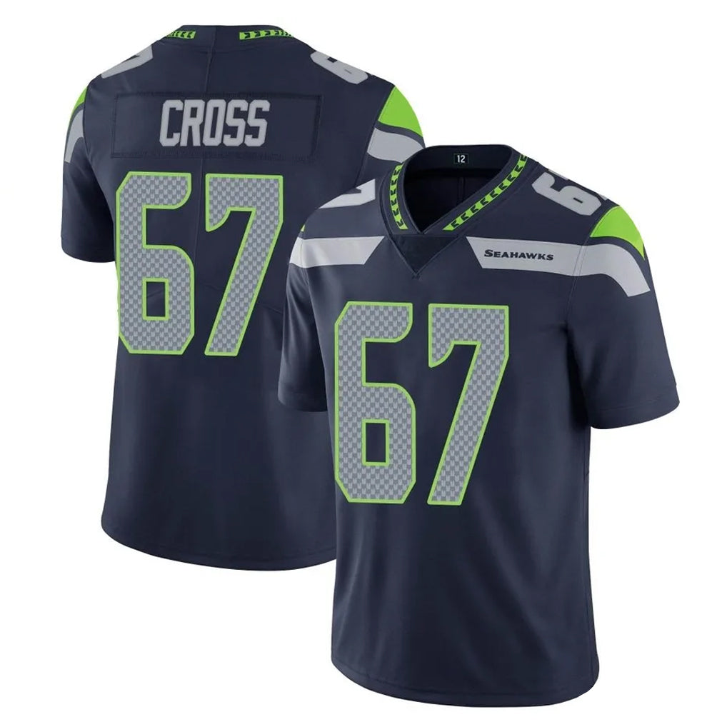 S.Seahawks #67 Charles Cross Player Navy Limited Vapor Untouchable Home Game STECN Stitched Jerseys