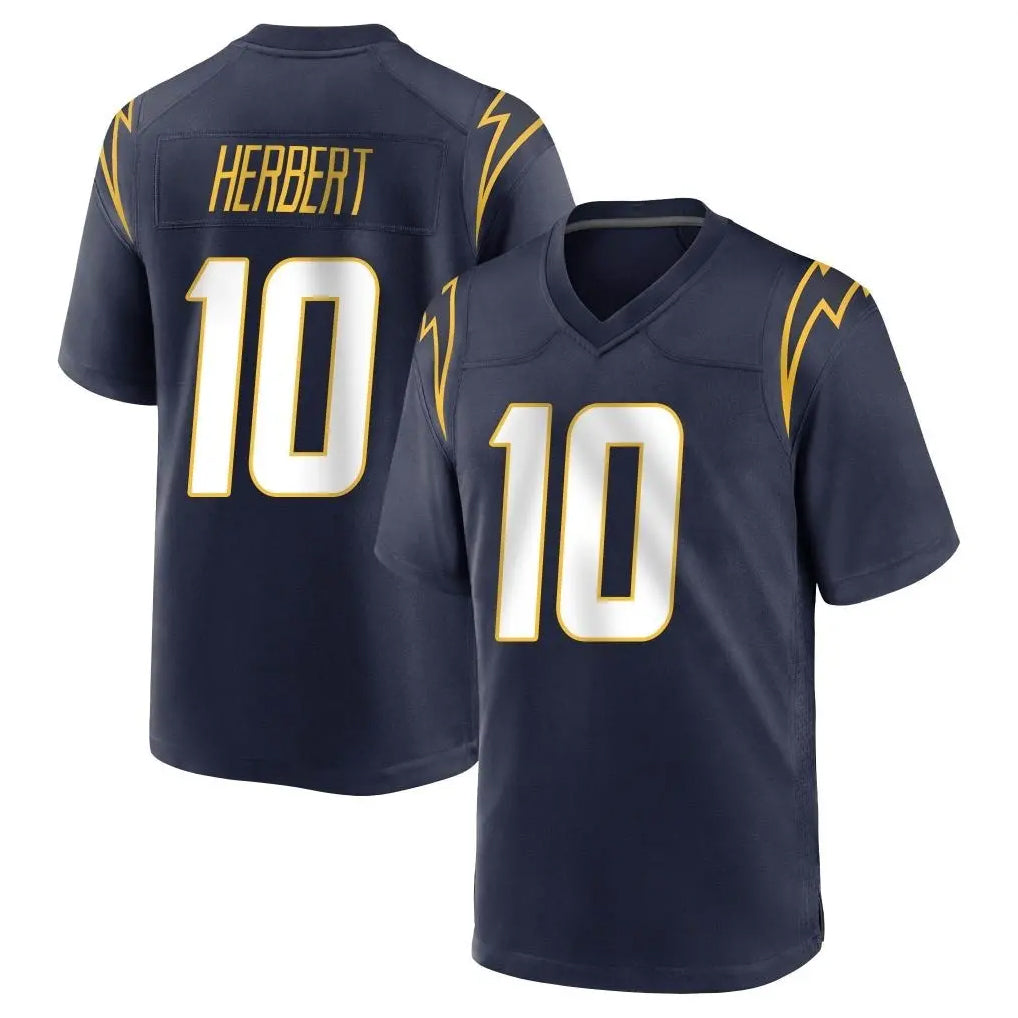 LA.Chargers #10 Justin Herbert Player Navy Home Game STECN Stitched Jerseys