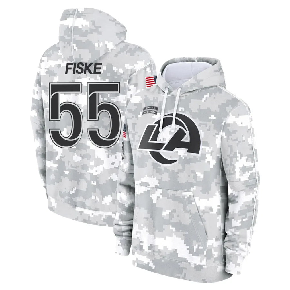 LA.Rams #55 Braden Fiske Player Arctic Camo Salute to Service Hoodies Limited Game STECN Stitched Jerseys