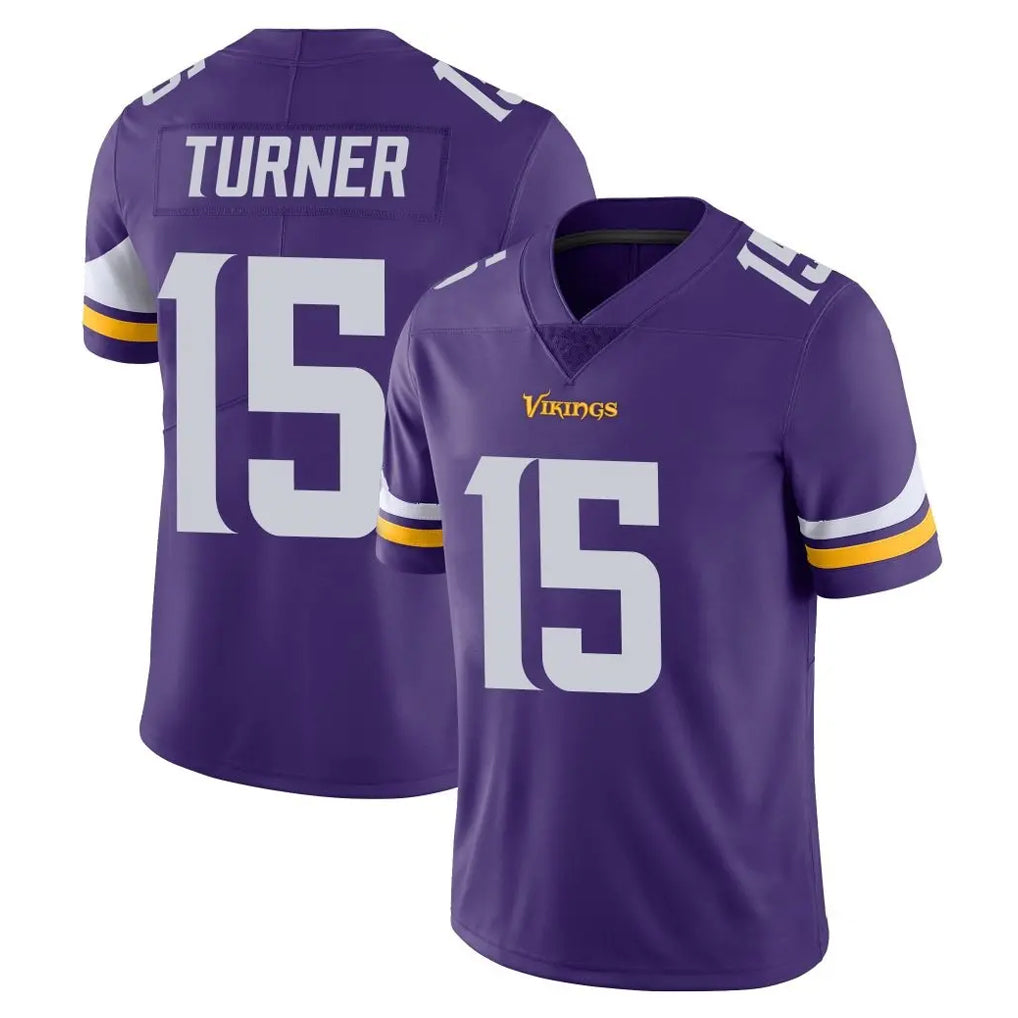 M.Vikings #15 Dallas Turner Player Purple Limited Vapor Untouchable Home Game STECN Stitched Jerseys