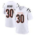C.Bengals #30 Chase Brown Player White Home Game STECN Stitched Jerseys