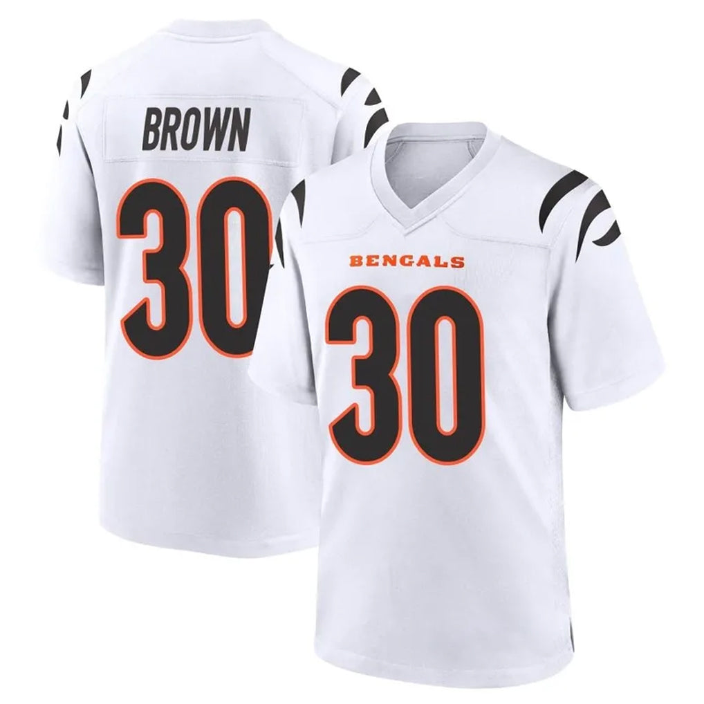 C.Bengals #30 Chase Brown Player White Home Game STECN Stitched Jerseys