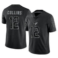 H.Texans #12 Nico Collins Player Black Reflective Limited Game STECN Stitched Jerseys