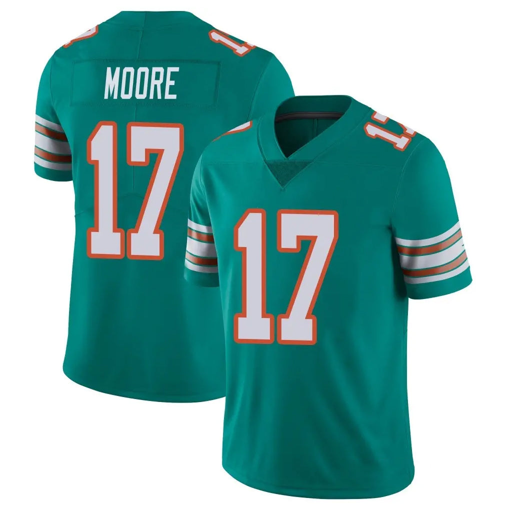 M.Dolphins #17 Trey Moore Player Aqua Limited Alternate Vapor Untouchable Home Game STECN Stitched Jerseys