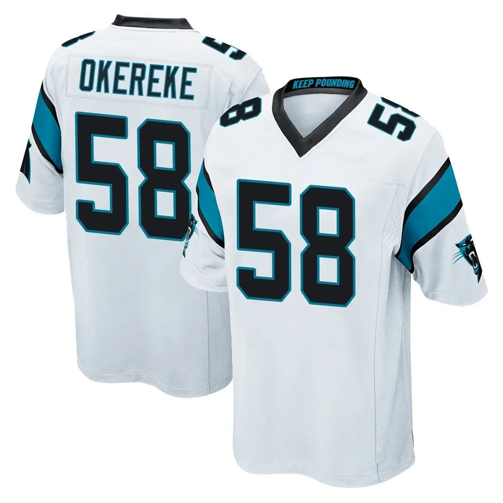 C.Panthers #58 Bobby Okereke Player White Game STECN Stitched Jerseys