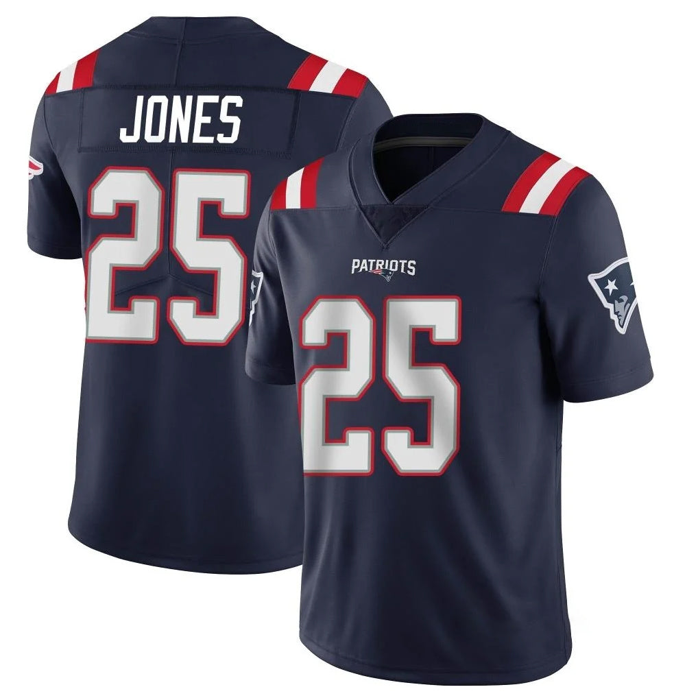 NE.Patriots #25 Marcus Jones Player Navy Vapor Untouchable Home Game STECN Stitched Jerseys