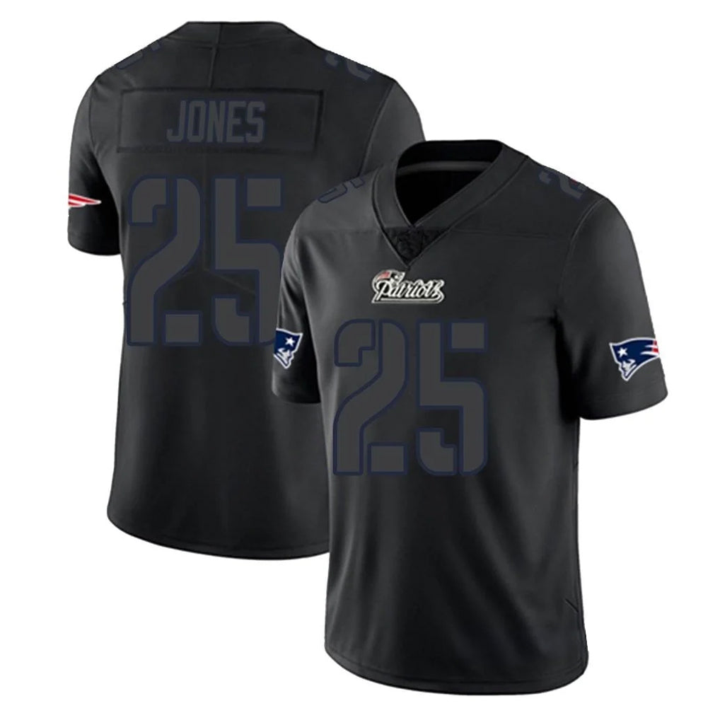 NE.Patriots #25 Marcus Jones Player Black Impact LImited Home Game STECN Stitched Jerseys