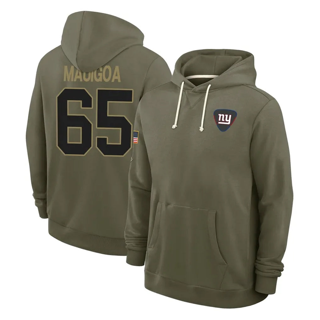 NY.Giants #65 Francis Mauigoa Player Olive Salute to Service Pullover Hoodies Limited STECN Stitched Jerseys