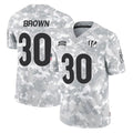 C.Bengals #30 Chase Brown Player Arctic Camo Salute to Service Limited STECN Stitched Jerseys
