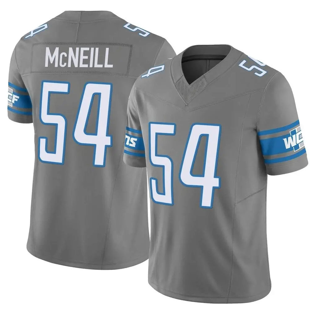 D.Lions #54 Alim McNeill Player Gray Vapor F.U.S.E. Limited Home Game STECN Stitched Jerseys