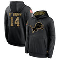 D.Lions #14 Amon-Ra St. Brown Player Black Salute to Service Hoodies Limited Game STECN Stitched Jerseys