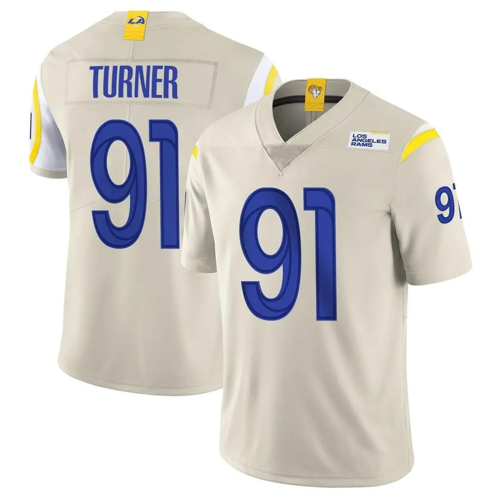 LA.Rams #91 Kobie Turner Player Bone Limited Vapor Home Game STECN Stitched Jerseys