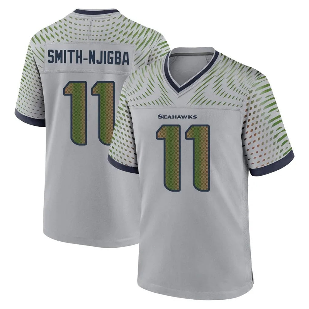 S.Seahawks #11 Jaxon Smith-Njigba Player Grey 2025 Rivalries Collection Home Game STECN Stitched Jerseys