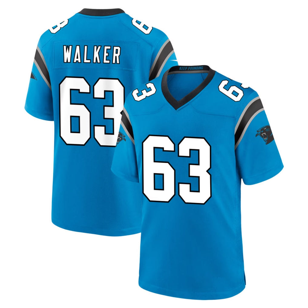C.Panthers #63 Rasheed Walker Player Blue Home Game STECN Stitched Jerseys