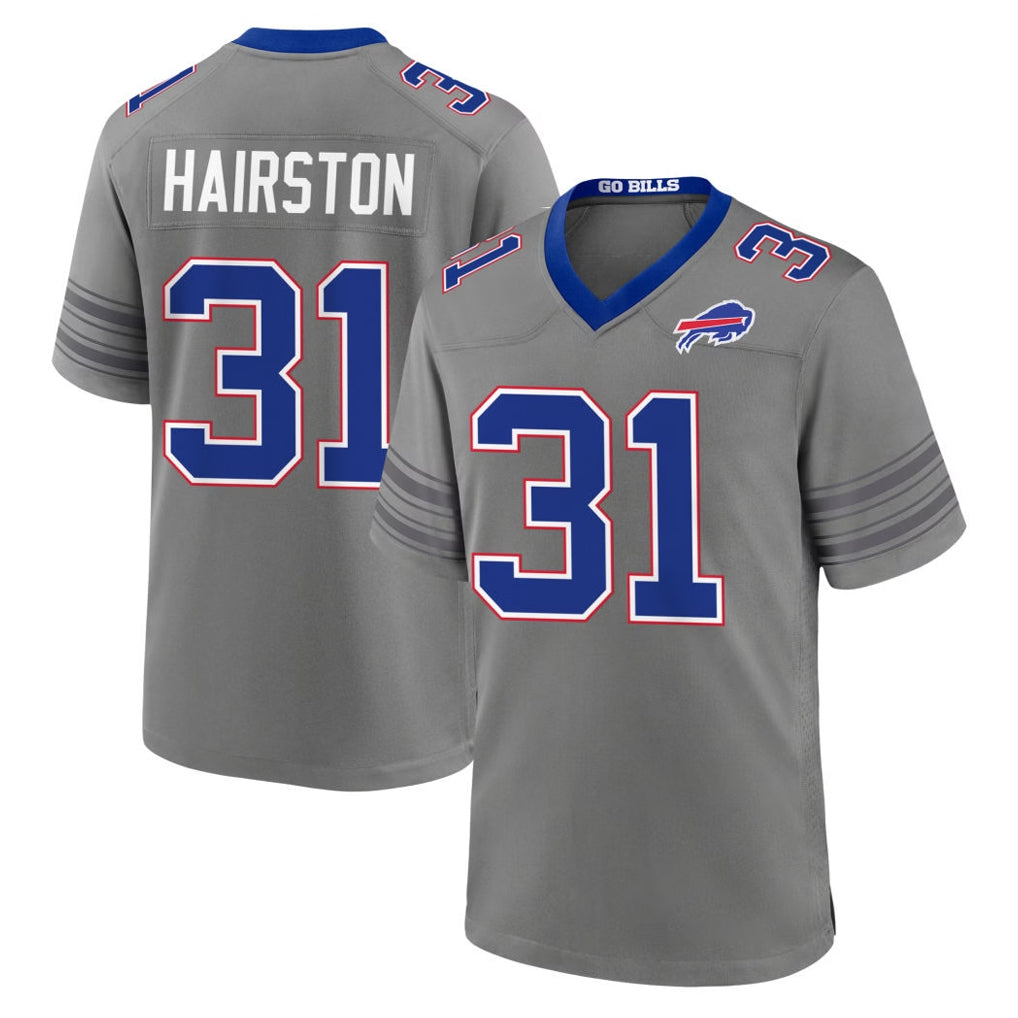 B.Bills #31 Maxwell Hairston Player Gray Nickel City Home Game STECN Stitched Jerseys
