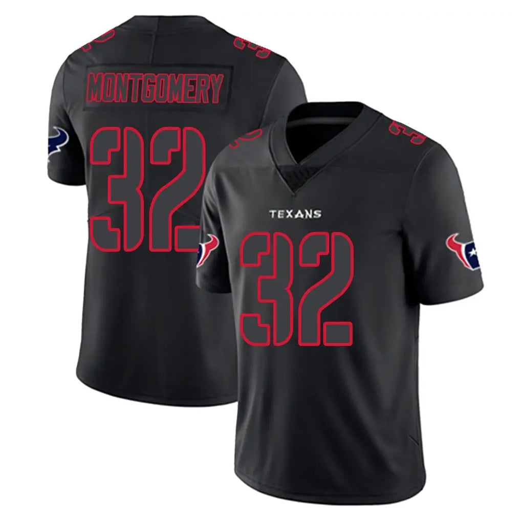 H.Texans #32 David Montgomery Player Black Impact Limited Game STECN Stitched Jerseys