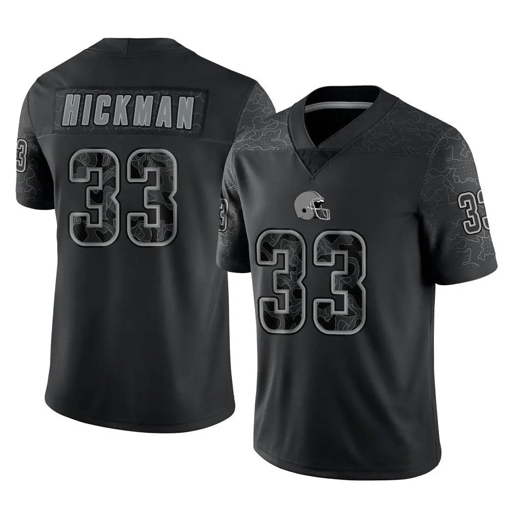 C.Browns #33 Ronnie Hickman Player Black Reflective Home Game STECN Stitched Jerseys