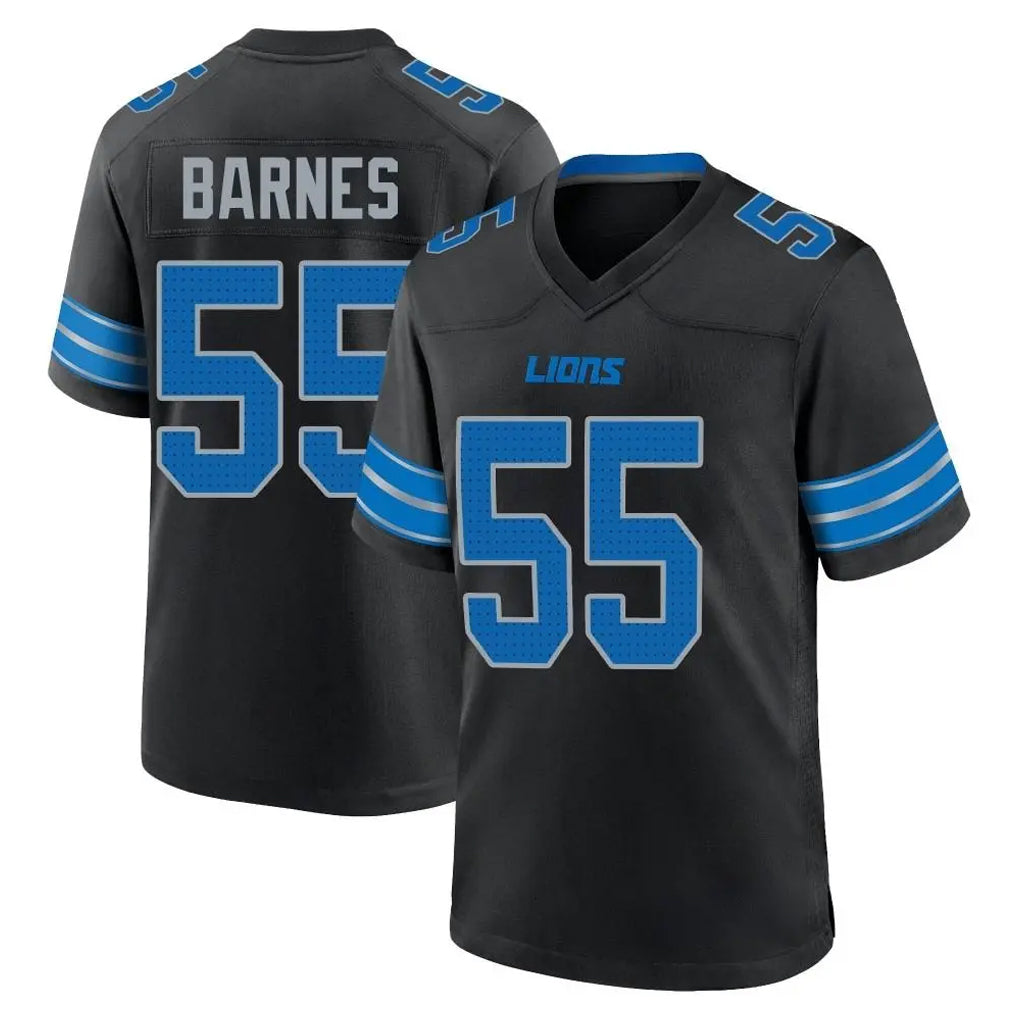 D.Lions #55 Derrick Barnes Player Black Alternate Home Game STECN Stitched Jerseys