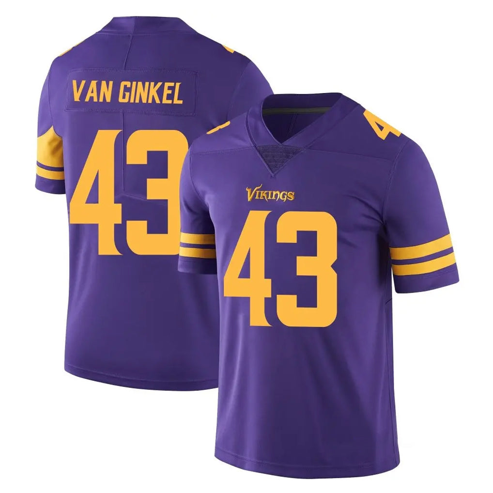 M.Vikings #43 Andrew Van Ginkel Player Purple Limited Color Rush Home Game STECN Stitched Jerseys