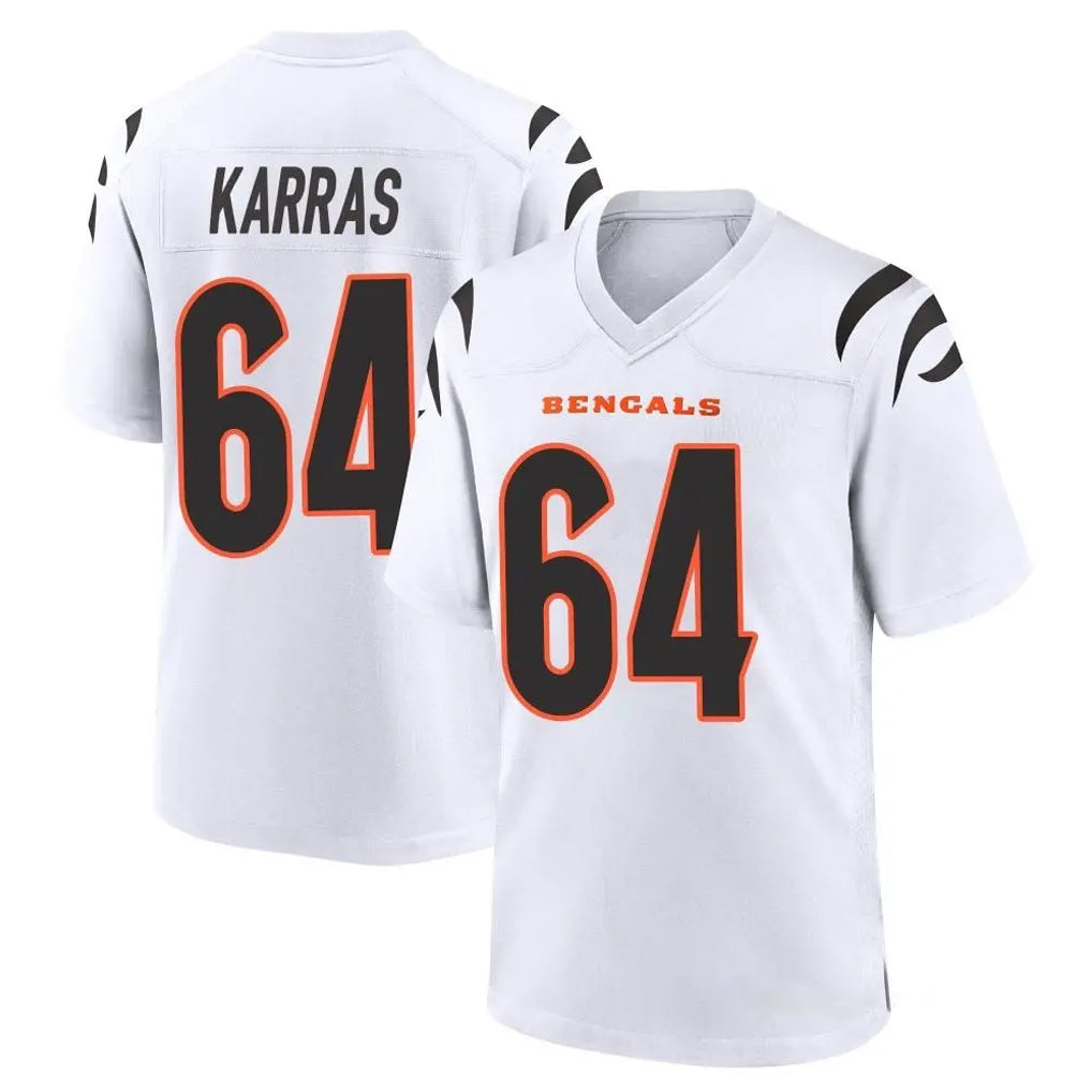 C.Bengals #64 Ted Karras Player White Home Game STECN Stitched Jerseys
