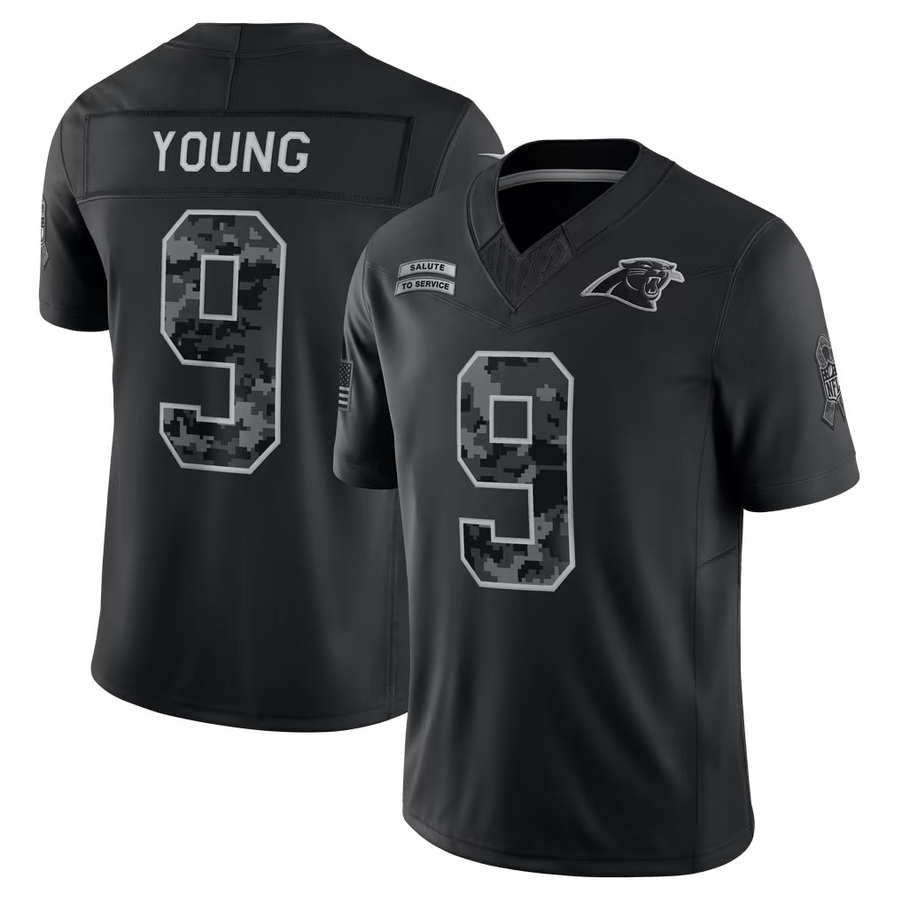 STECN C.Panthers #9 Bryce Young Player Black Limited 2026 Salute to Service Home Game Stitched Jerseys