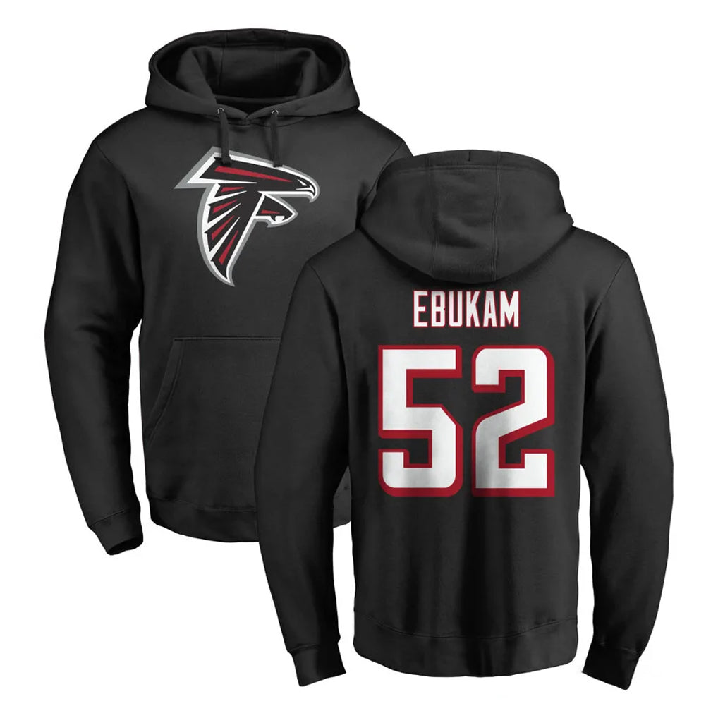 A.Falcons #52 Samson Ebukam Player Black LOGO Pullover Hoodies Home Game STECN Stitched Jerseys