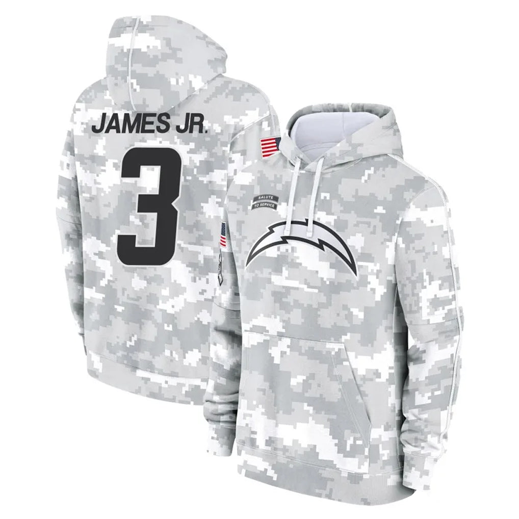 LA.Chargers #3 Derwin James Jr. Player Arctic Camo Salute to Service Hoodies Limited Game STECN Stitched Jerseys