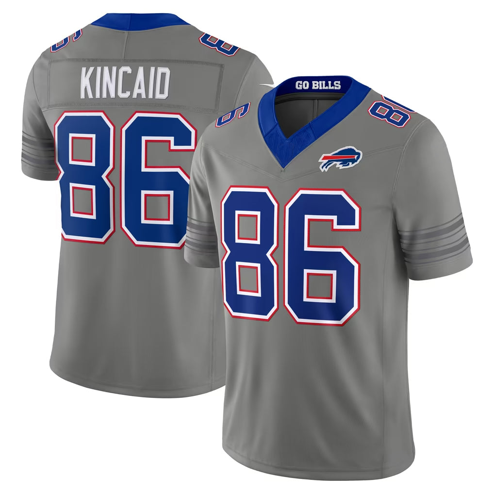B.Bills #86 Dalton Kincaid Player Gray Limited Nickel City Home Game STECN Stitched Jerseys