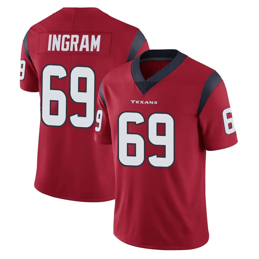 H.Texans #69 Ed Ingram Player Red Limited Vapor Untouchable Home Game STECN Stitched Jerseys