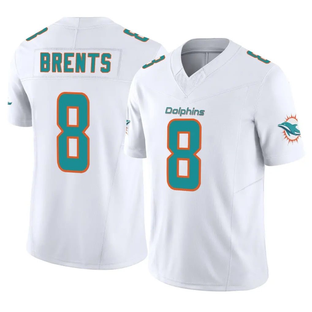 M.Dolphins #8 JuJu Brents Player White Limited Vapor F.U.S.E. Home Game STECN Stitched Jerseys