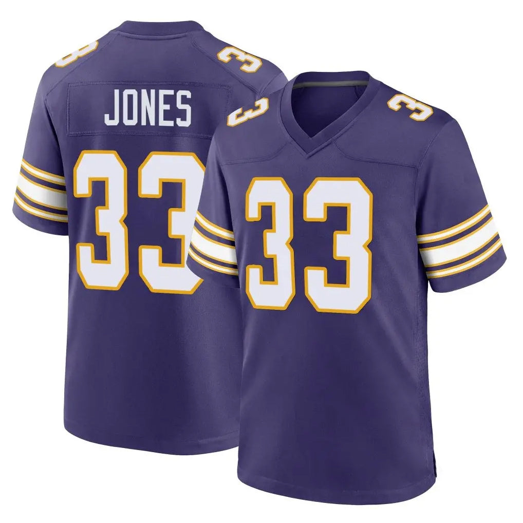 M.Vikings #33 Aaron Jones Sr. Player Purple Classic Home Game STECN Stitched Jerseys