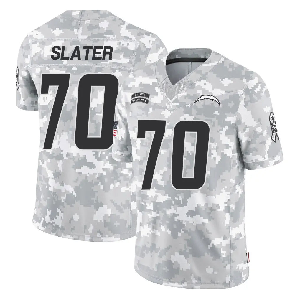 LA.Chargers #70 Rashawn Slater Player Arctic Camo Salute To Service Limited Game STECN Stitched Jerseys