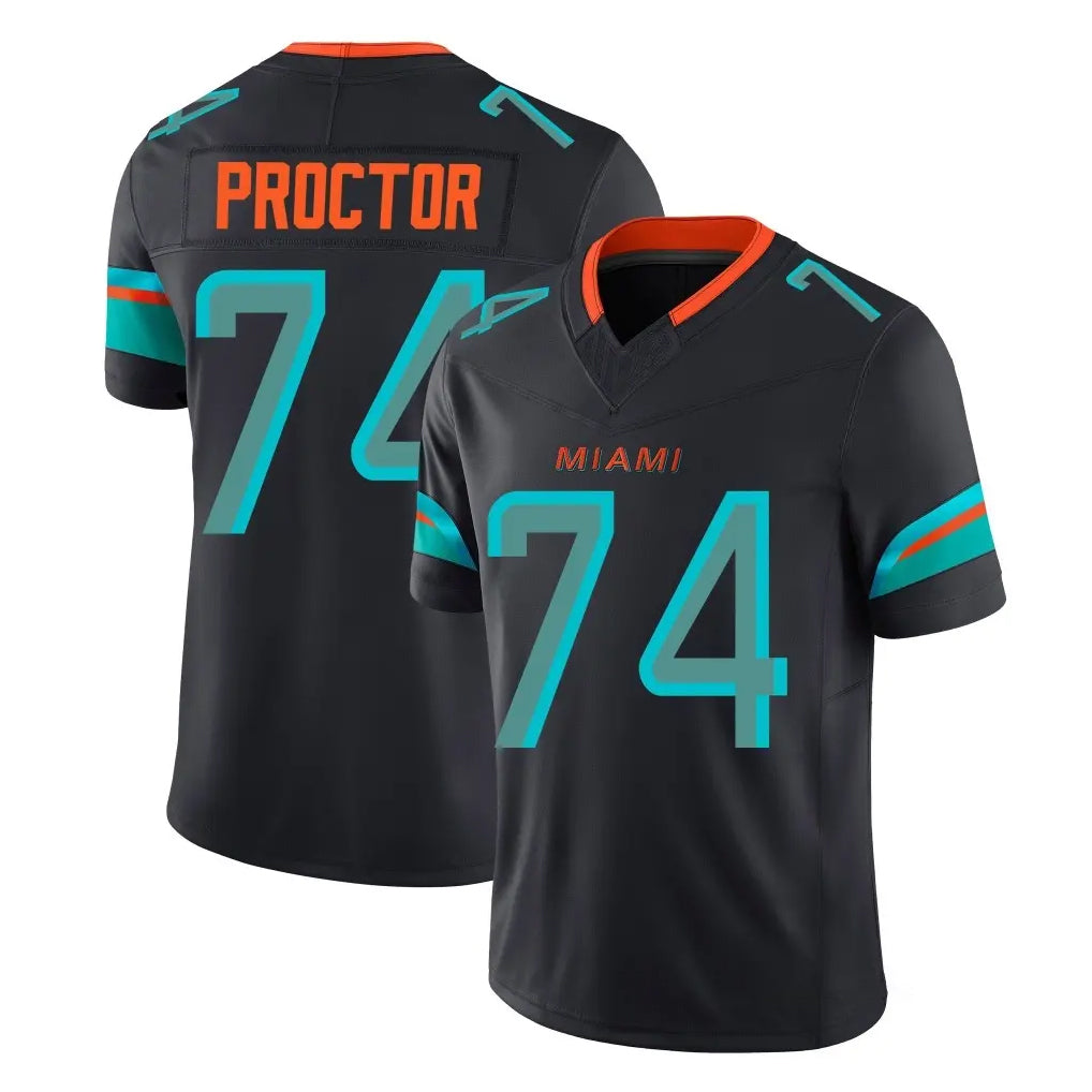 M.Dolphins #74 Kadyn Proctor Player Black Limited Pitch Rivalries Collection Home Game STECN Stitched Jerseys
