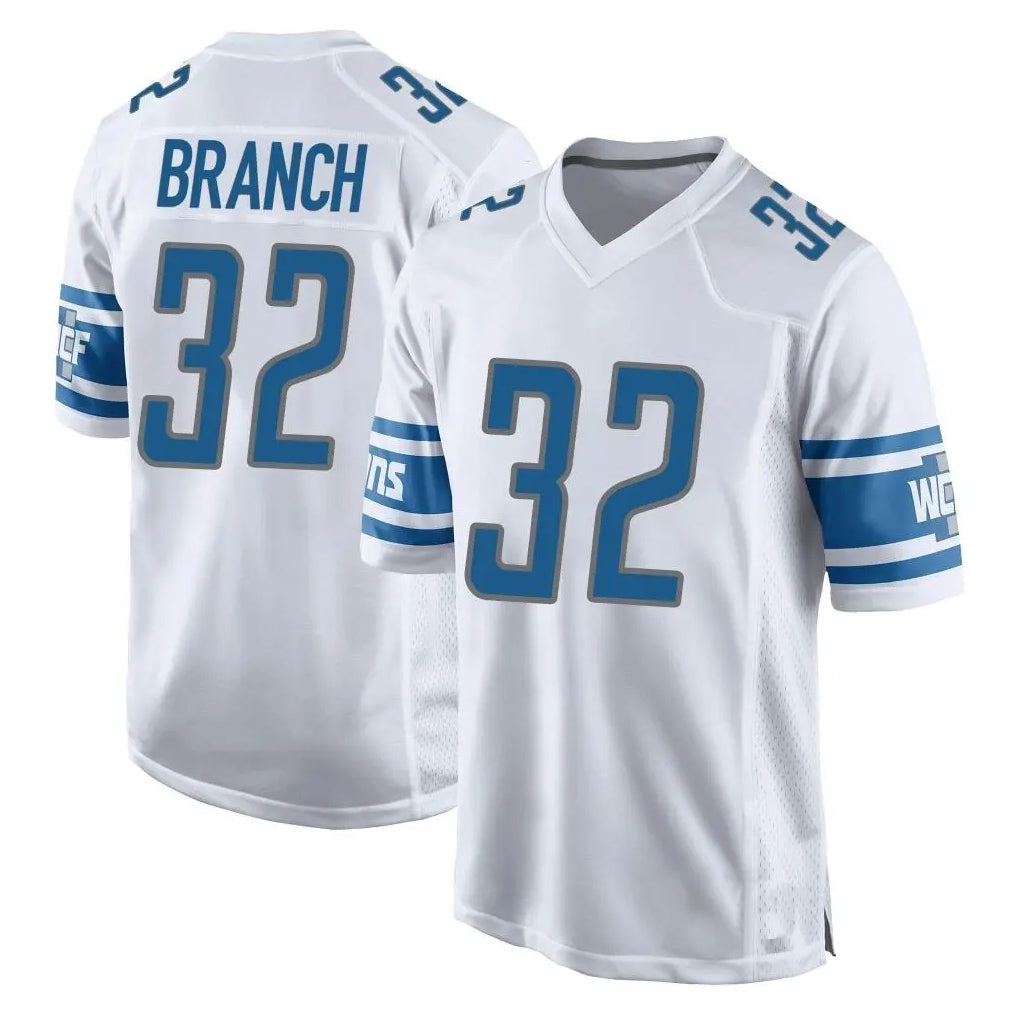 D.Lions #32 Brian Branch Player White Home Game STECN Stitched Jerseys