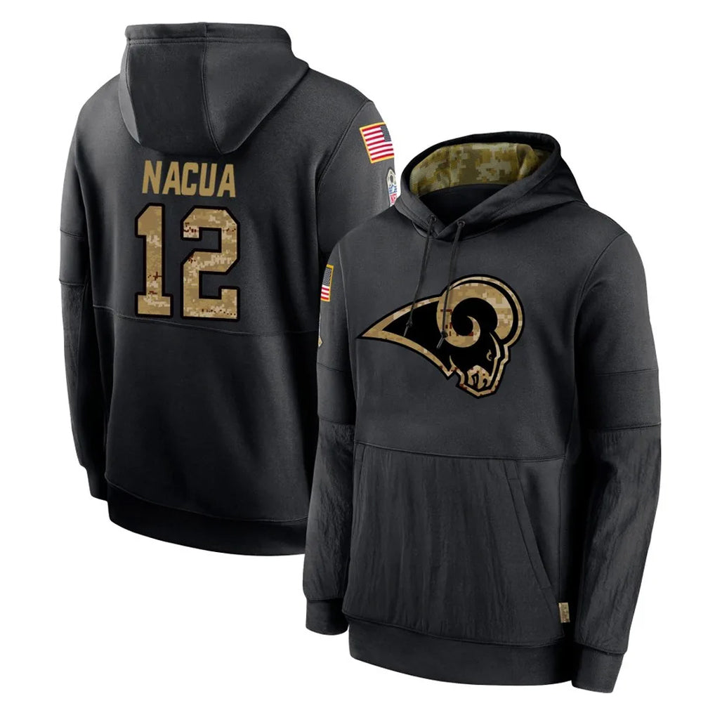 LA.Rams #12 Puka Nacua Player Black Salute to Service Hoodies Limited Game STECN Stitched Jerseys
