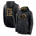 LA.Rams #12 Puka Nacua Player Black Salute to Service Hoodies Limited Game STECN Stitched Jerseys