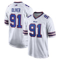 B.Bills #91 Ed Oliver Player White Home Game STECN Stitched Jerseys
