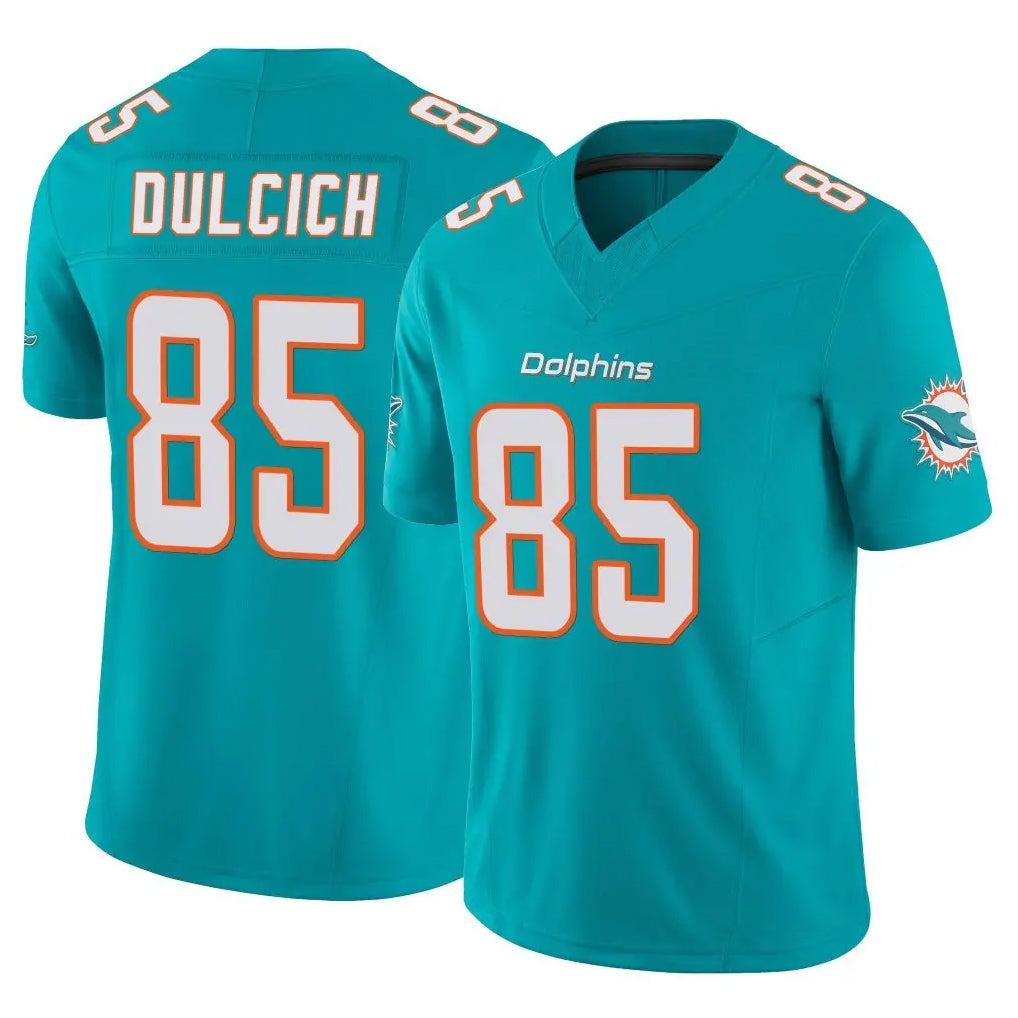 M.Dolphins #85 Greg Dulcich Player Aqua Limited Vapor F.U.S.E. Home Game STECN Stitched Jerseys