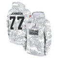 C.Browns #77 Zion Johnson Player Arctic Camo Salute to Service Hoodies Limited Game STECN Stitched Jerseys