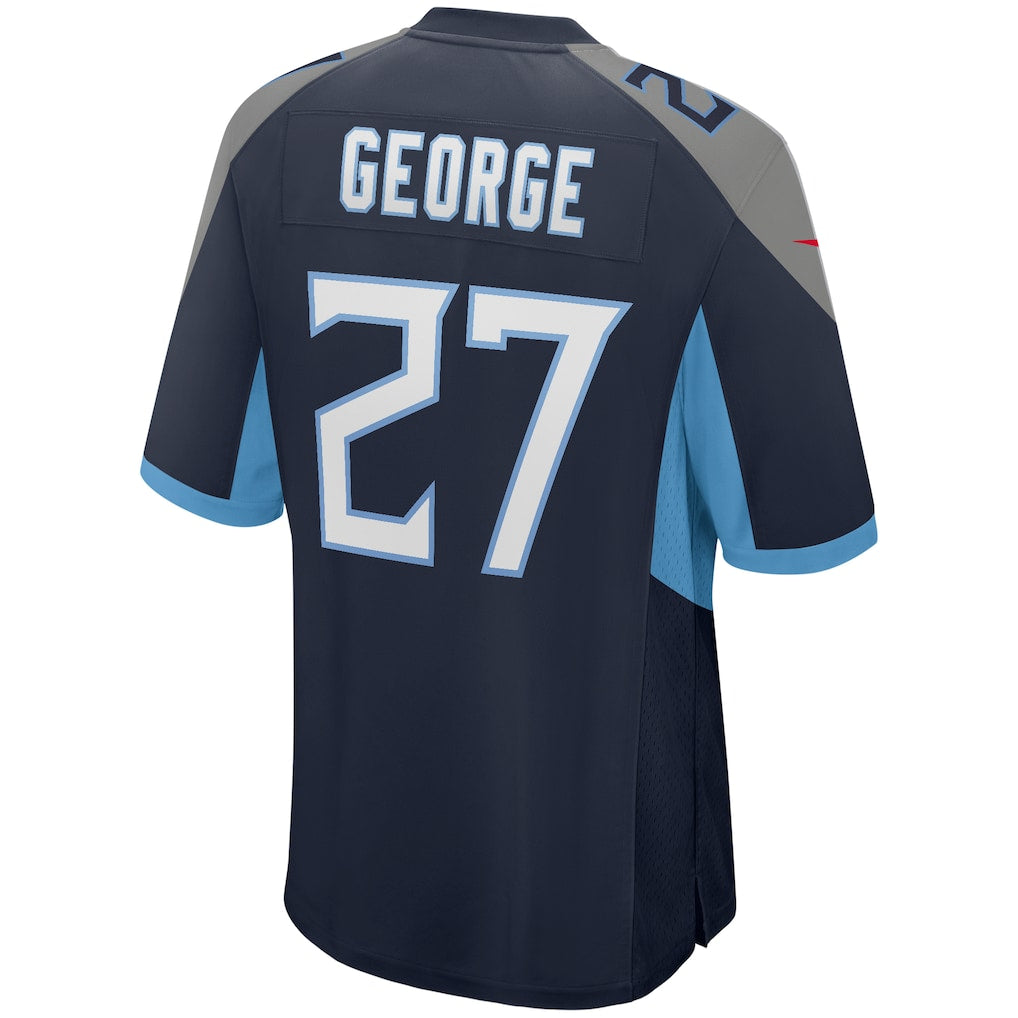 STECN T.Titans #27 Eddie George Navy Game Retired Player Jersey