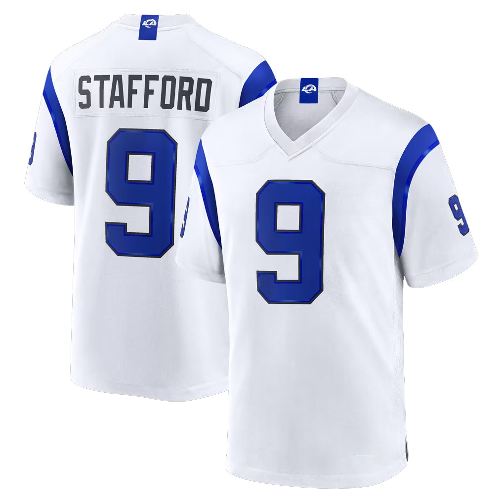 LA.Rams #9 Matthew Stafford Player Fearsome White Home Game STECN Stitched Jerseys