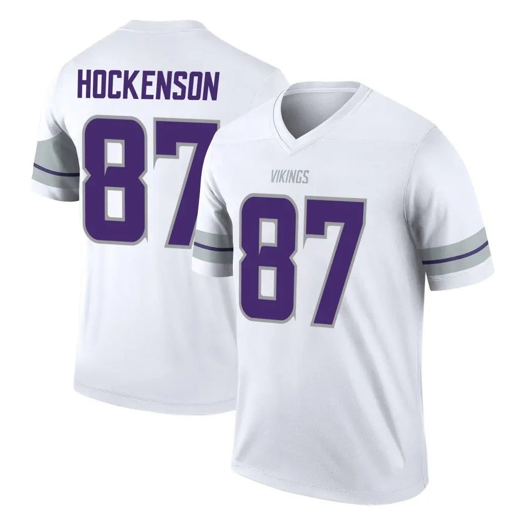 M.Vikings #87 T.J. Hockenson Player White Alternate Legend Home Game STECN Stitched Jerseys