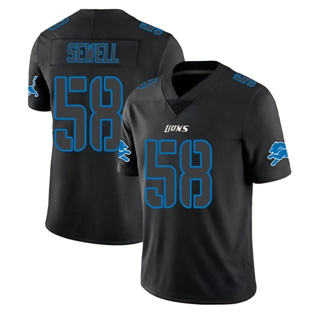D.Lions #58 Penei Sewell Player Black Impact Limited Home Game STECN Stitched Jerseys