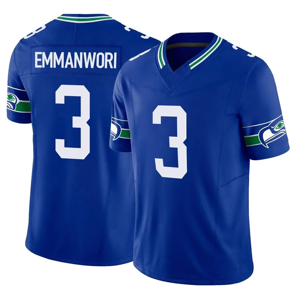 S.Seahawks #3 Nick Emmanwori Player Royal Limited Throwback Vapor F.U.S.E. Home Game STECN Stitched Jerseys