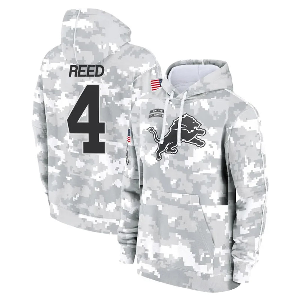 D.Lions #4 D.J. Reed Player Arctic Camo Salute to Service Hoodies Limited Game STECN Stitched Jerseys