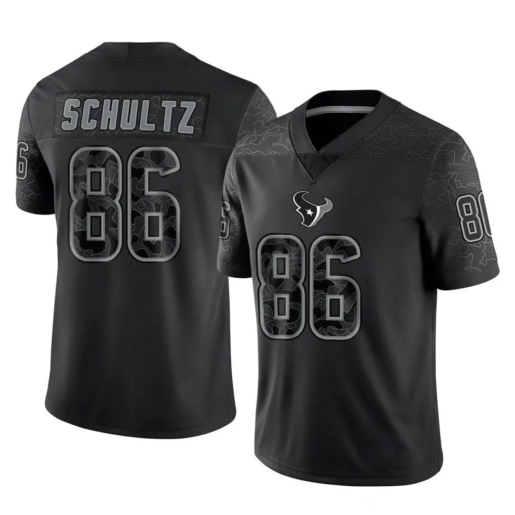 H.Texans #86 Dalton Schultz Player Black Reflective Limited Game STECN Stitched Jerseys