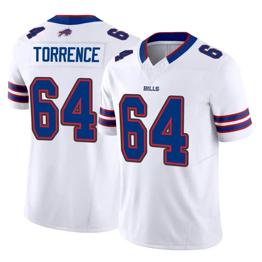 B.Bills #64 O'Cyrus Torrence Player White Vapor F.U.S.E. Jersey Limited Home Game STECN Stitched Jerseys