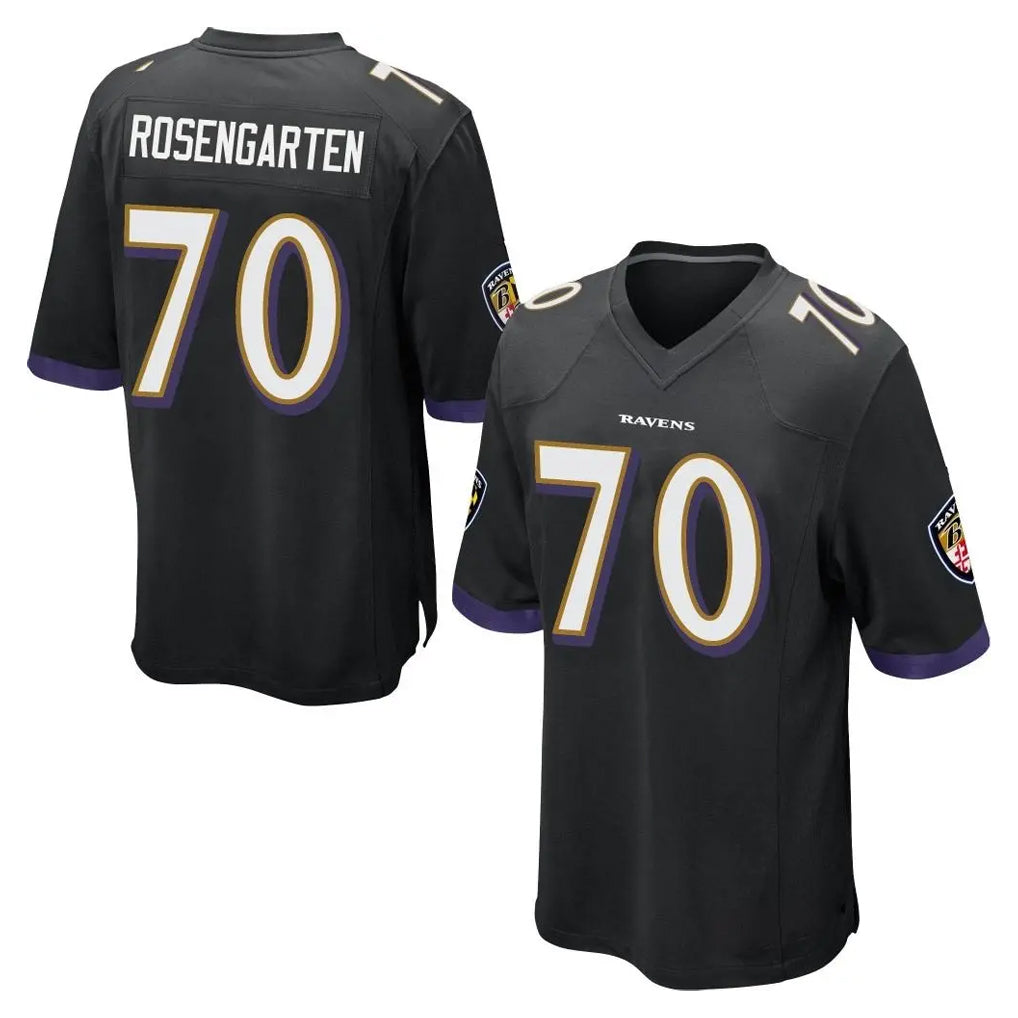 B.Ravens #70 Roger Rosengarten Player Black Home Game STECN Stitched Jerseys